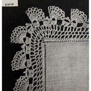 Vintage 1948 Handkerchief Edgings Tatting Crochet Pattern 6118 Irish Lace Doily